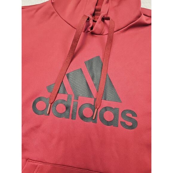 Adidas Sweatshirt Mens Medium Brick Red Hooded Pullover Aeroready Performance - Picture 4 of 8